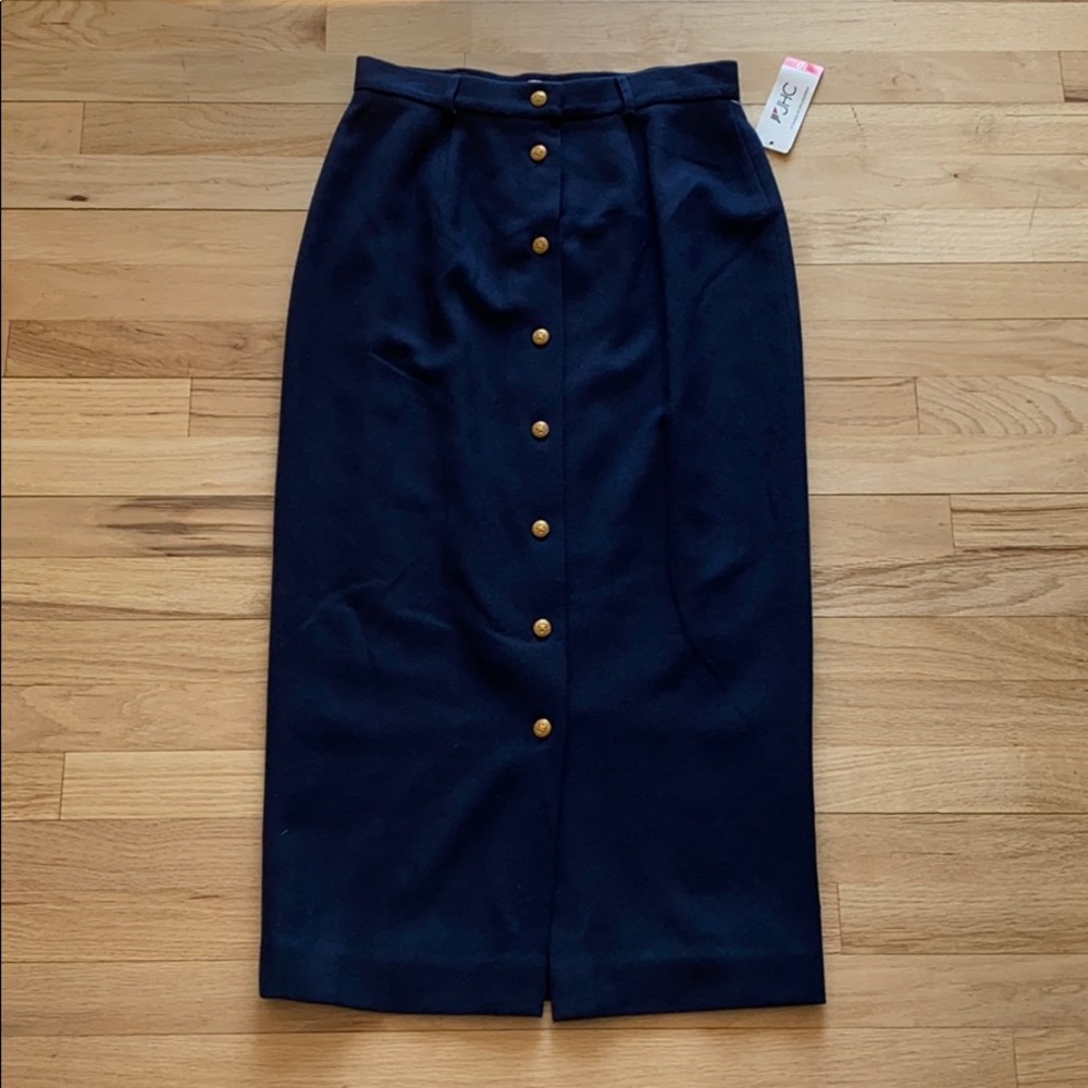NWT JHC Wool Blend Navy Structured Maxi Skirt